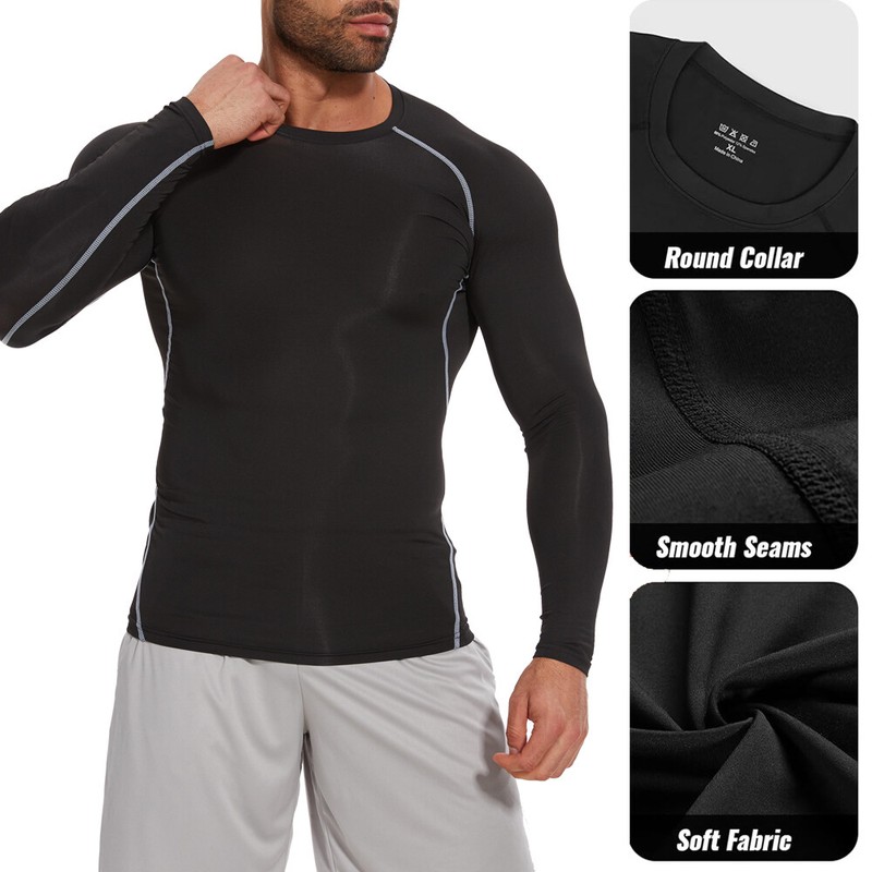 Men Compression Armour Base Layer Top Long Sleeve Thermal Gym Sports Undershirt gallery
