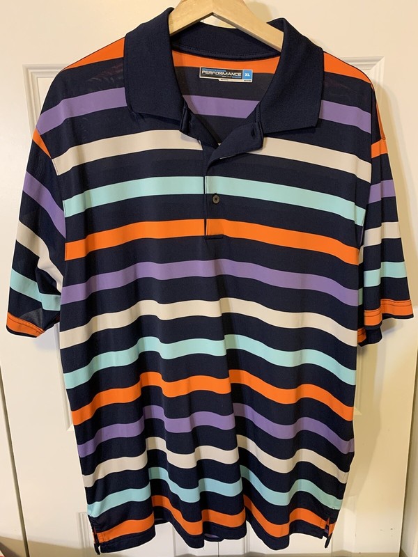 Roundtree & Yorke Mens Sz XL Performance polo Striped Multicolor gallery