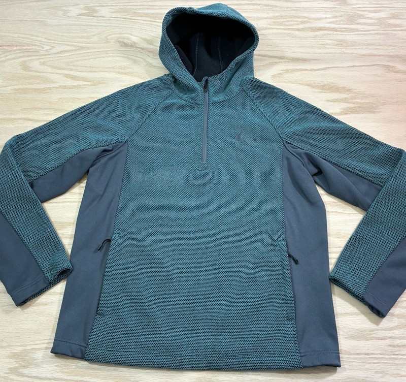 Men’s Spyder 1/4 Zip Heavyweight Pullover Hoodie Top Sweater Adult Large Green gallery
