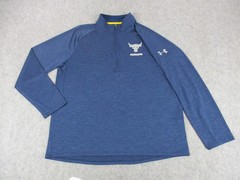 Under Armour Shirt Mens XL Blue Project Rock 1/4 Zip Mock Neck Pullover Bull