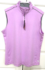 NWT Cremieux Performance size M lavender Sleeveless Mock Neck 1/4 Zip shirt mens