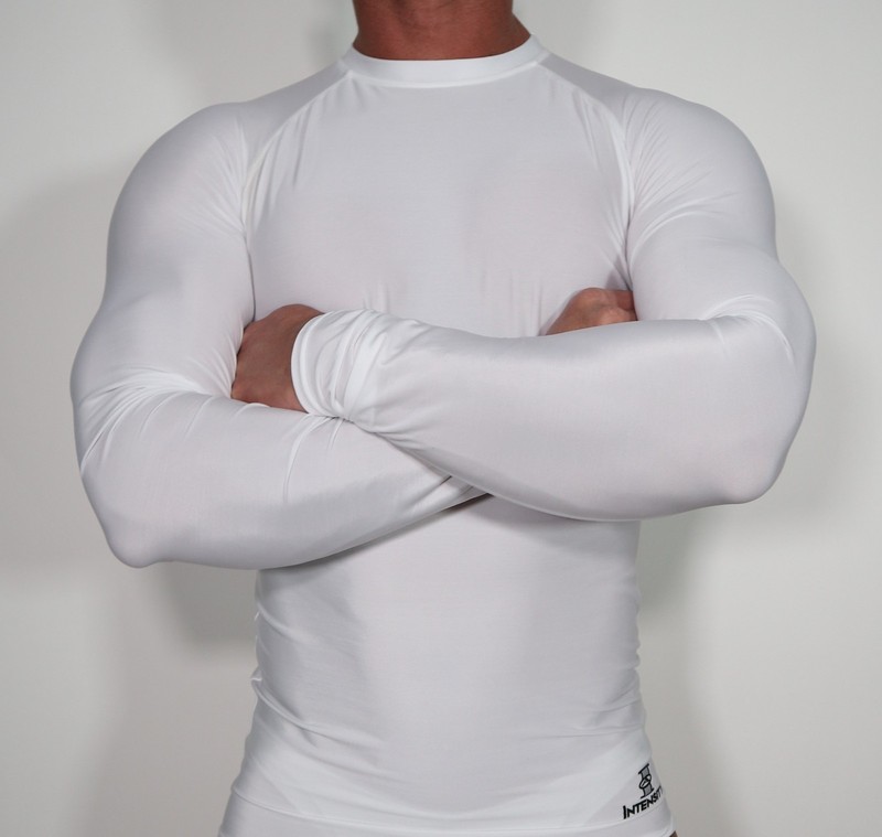 LONG SLEEVE MEN'S WHITE ATHLETIC COMPRESSION SHIRT XL gallery