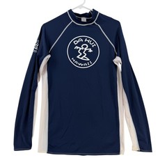 Da Hui Shirt Mens XL Blue Long Sleeve Rash Guard Surf Swim Athletic Swim Nylon