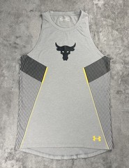 Under Armour Project Rock Tank Top Mens M Gray Brahma Bull Stretch 1321433