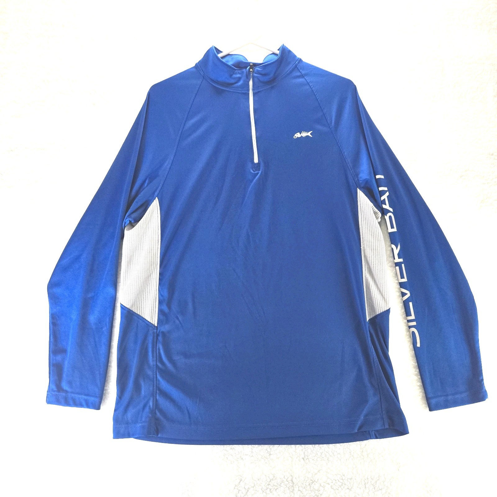 SILVER BAIT Men's Size Med Performance Shirt Royal Blue 1/4 Zip Mock Turtleneck gallery