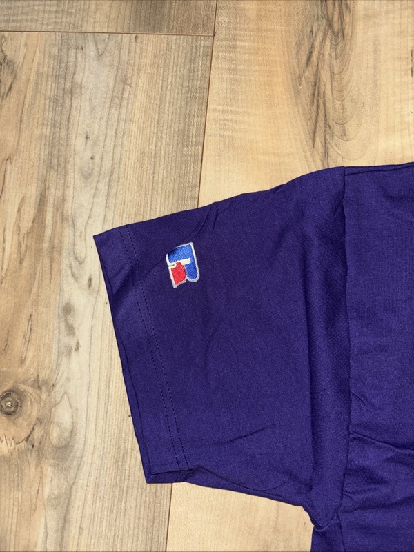 Men’s Russell Athletic 50/50 Purple 2 Button Henley Tee Adult Large gallery