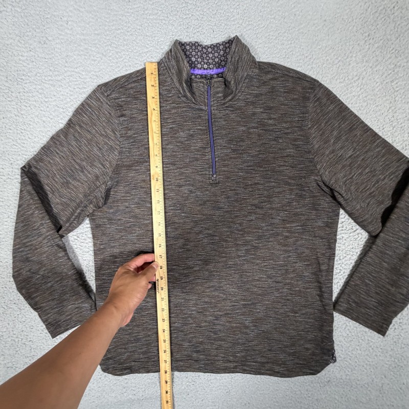 Robert Graham Sweater Mens XL Heather Brown 1/4 Zip Pullover Casual Preppy gallery