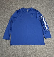 Hurley Athletic Shirt Men Size 2XL Blue Graphic Logo Spell out Long Sleeve