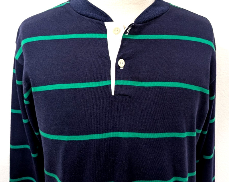 Vtg 80s 90's CAMPUS Rugby Henley Shirt Striped American Action Gear Size L EUC * gallery