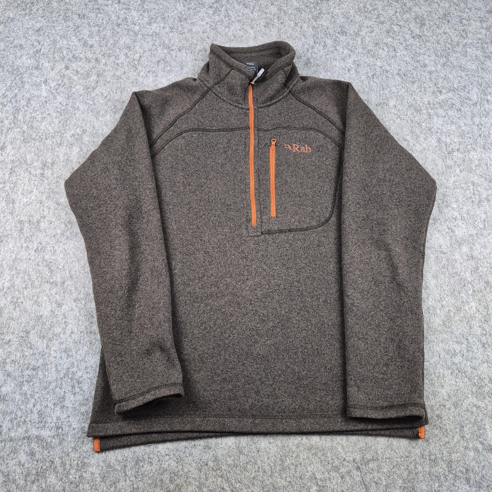 Rab Jumper Mens Medium Brown Quest Pull-On Fleece 1/4 Zip Hiking Walking
