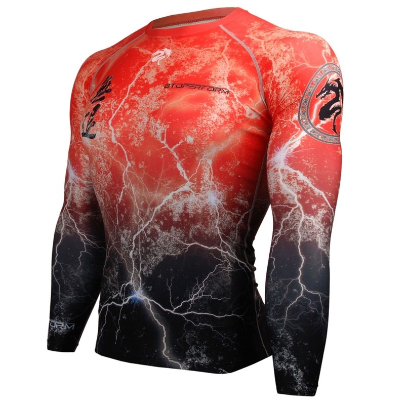 NO RETREAT -Red Compression Under Skin Tight Print Base layer Rash guard MMA Gym gallery
