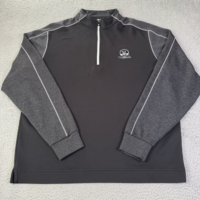 Foot Joy Pullover Mens Large Black Gray Long Sleeve Quarter Zip Performance Golf gallery