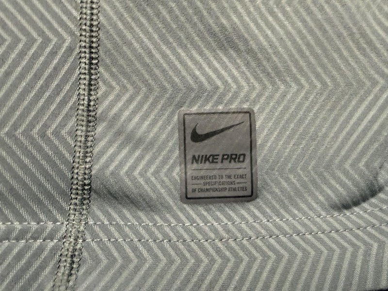 Nike Pro Dri-FIT Shirt Mens Large Gray Long Sleeve Fitted Training Chevron Top gallery