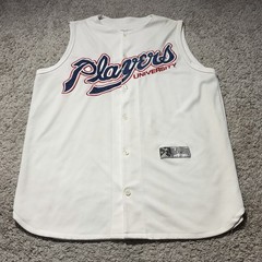 Vintage Y2k Players University Sleeveless Baseball Jersey Streetwear XL White