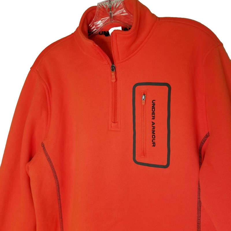Under Armour Pullover Men Medium Orange 1/4 Zip Fleece Jacket Chest Pocket gallery