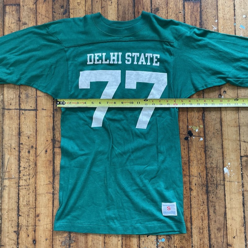 Vintage 1970’s Champion DELHI STATE ~ #77 ~ Small Green Short Sleeve Jersey gallery