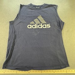 Adidas Shirt Mens Large Blue Sleeveless Muscle Tee Cut Off Athletic Gym Logo