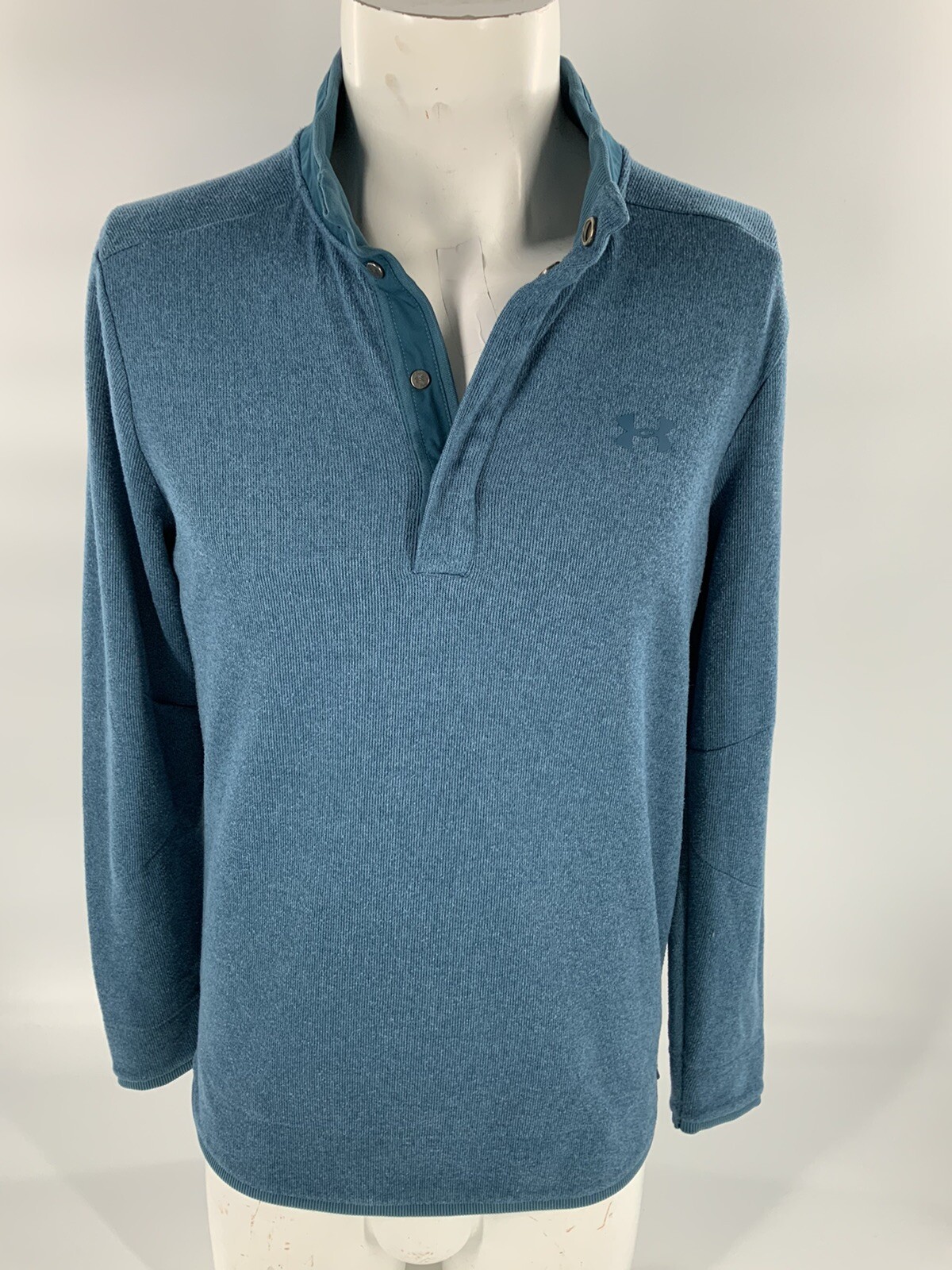 Under Armour Golf Pullover M Men Bright Blue 1/4 Snap Poly Loose YGI K2-373 gallery