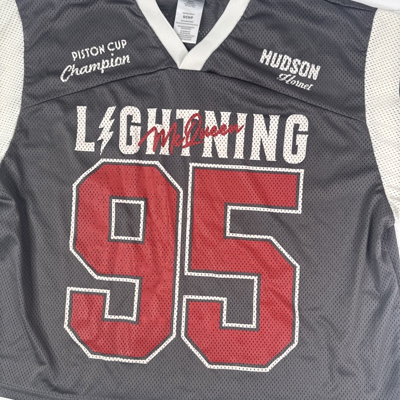 Disney Pixar Cars Shirt Gray Jersey Lightning McQueen 95 Pit Crew Mens S gallery