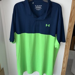 UNDER ARMOUR Performance Polo Shirt Loose Fit Stretch Blue Green Men’s Size XXL