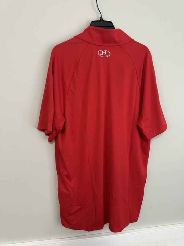 Under Armour Pullover Mens L Red Navy Loose Fit All Season Gear Quarter Zip gallery