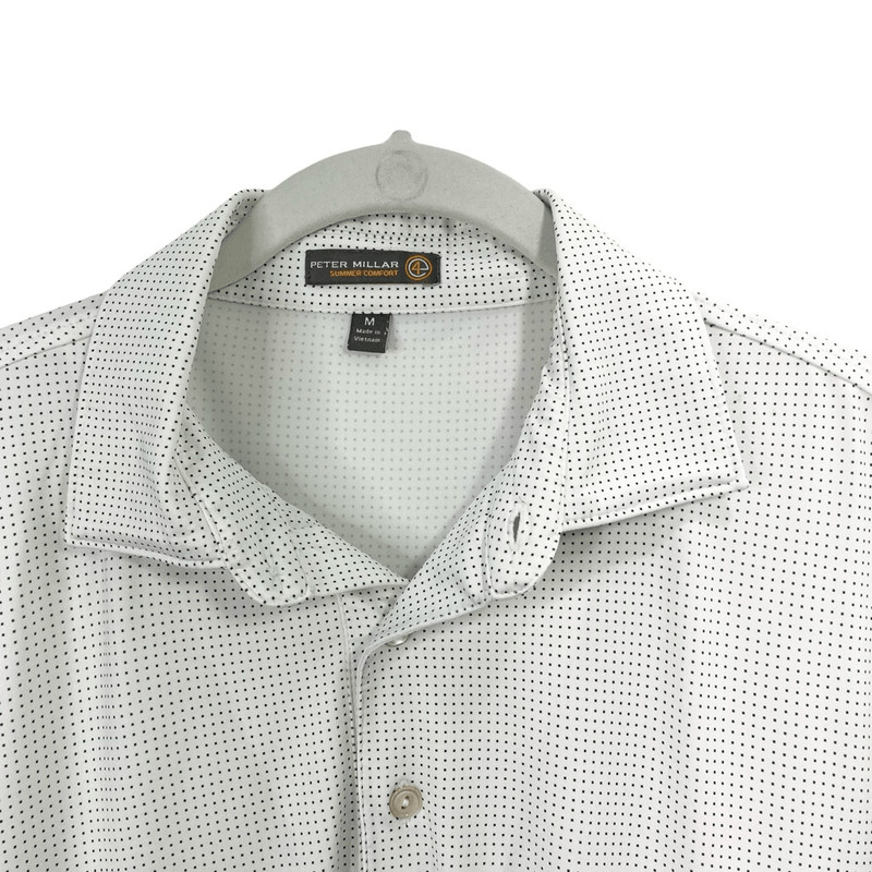 Peter Millar performance jersey polo golf shirt Size M swiss polka dot gallery