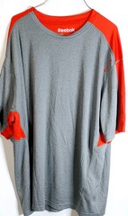 Reebok Dry Fit T SHIRT Mens Size XXXL 3XL Gray w/Red Short Sleeve Crew Neck NWOT