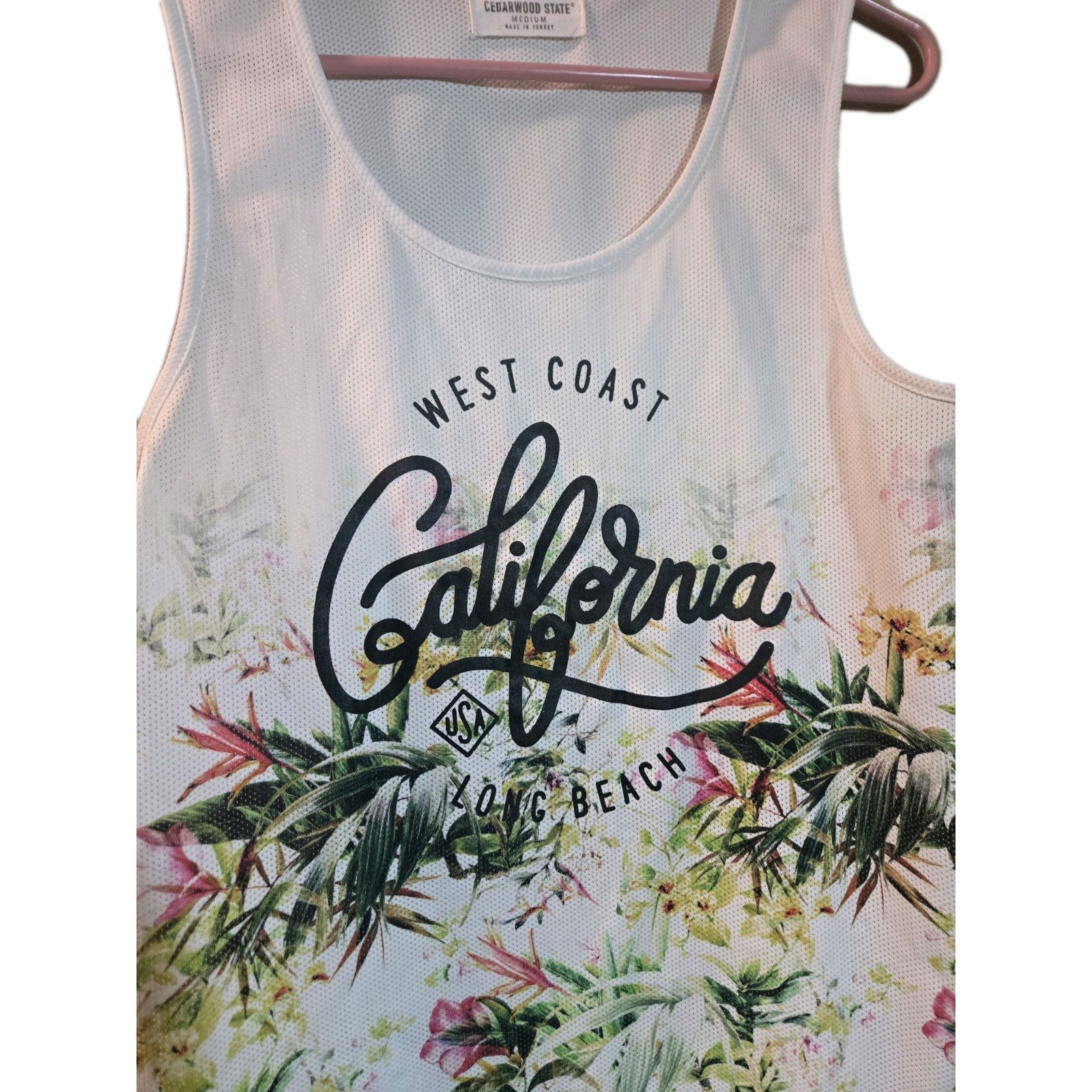 Cedarwood State Tank Top Mens Medium California Floral Graphic West Coast Beach gallery