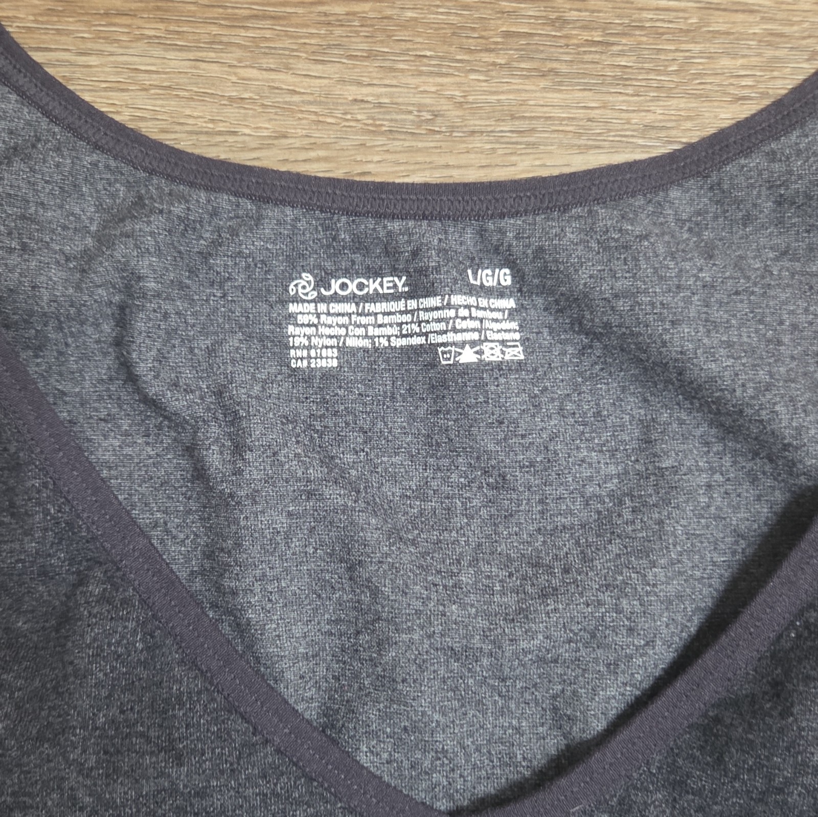 Jockey Woman's Lightweight V-Neck Sleeveless Tank Undershirt Gray L Bamboo Blend gallery