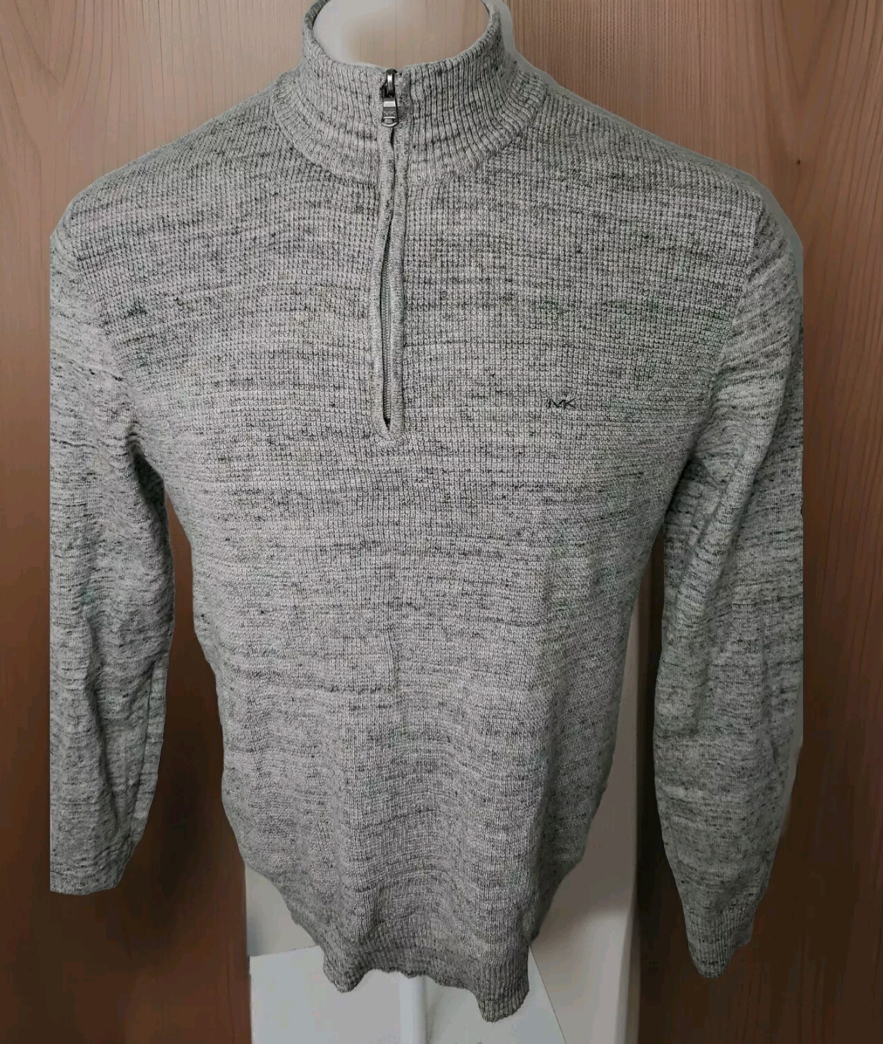MICHAEL KORS 1/4 ZIP GRAY THERMAL PULLOVER LONG SLEEVE SHIRT SZ Large Fits small gallery