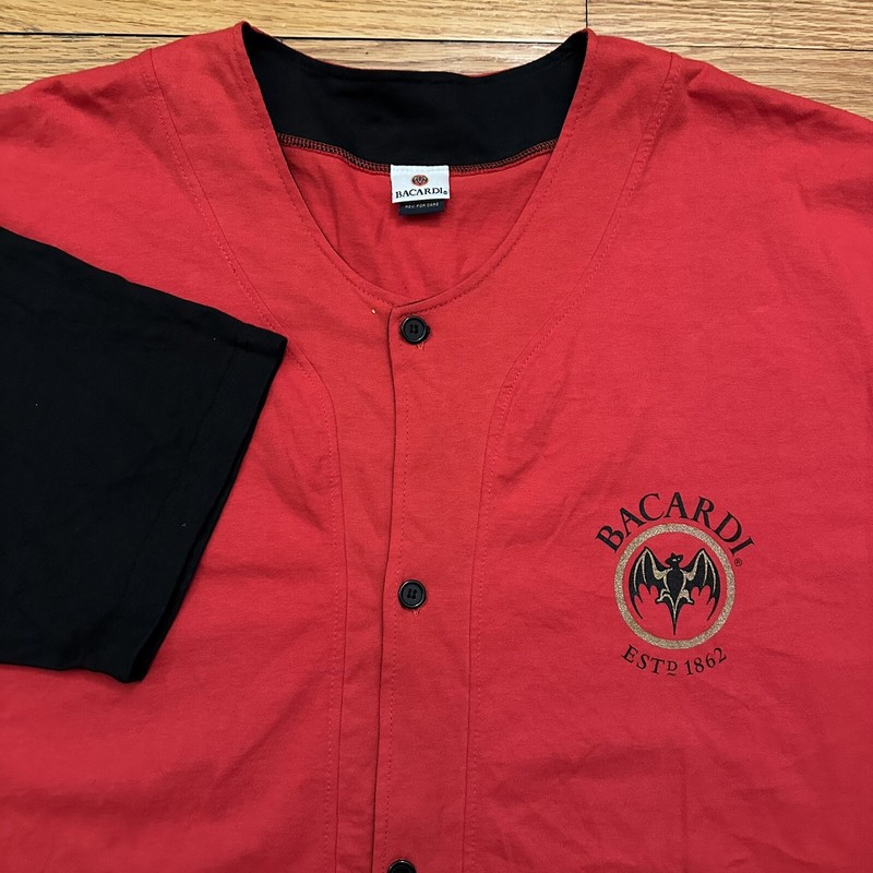 Vintage Bacardi Liquor Button Up Baseball Jersey XXL Men gallery