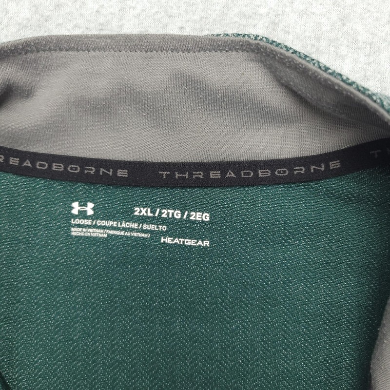 Under Armour HeatGear Pullover Mens 2XL Green Herringbone 1/4 Zip Long Sleeve gallery