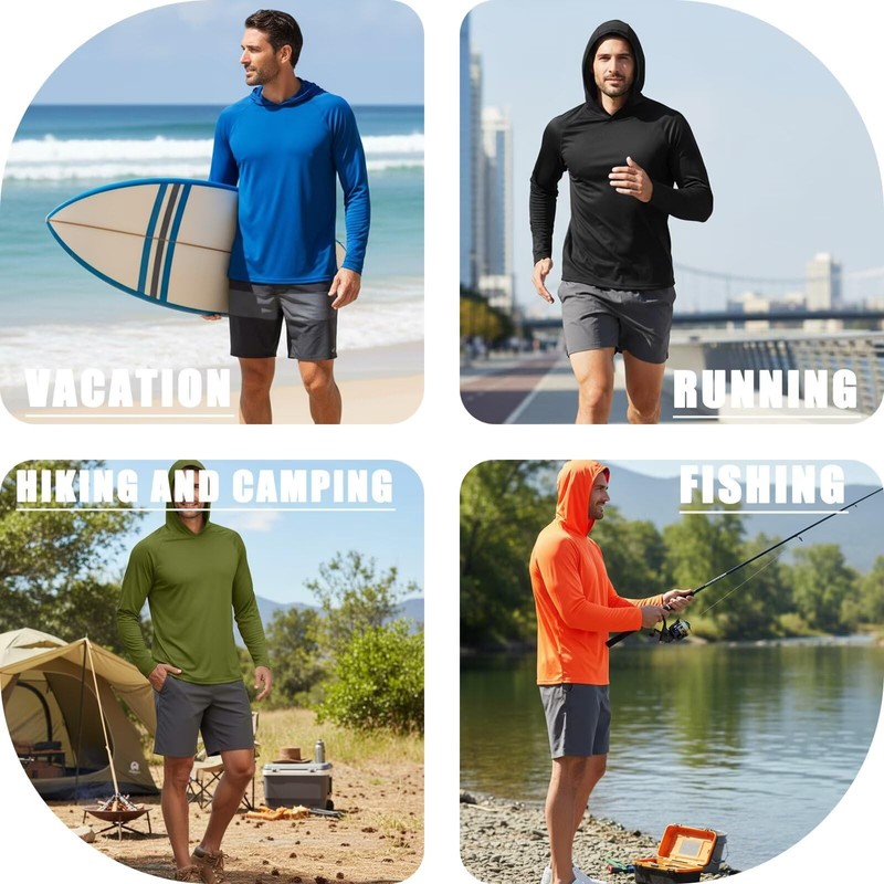 Men's SPF Long Sleeve Shirts Work Tee with Tall Rash Guard and Lightweight Su... gallery