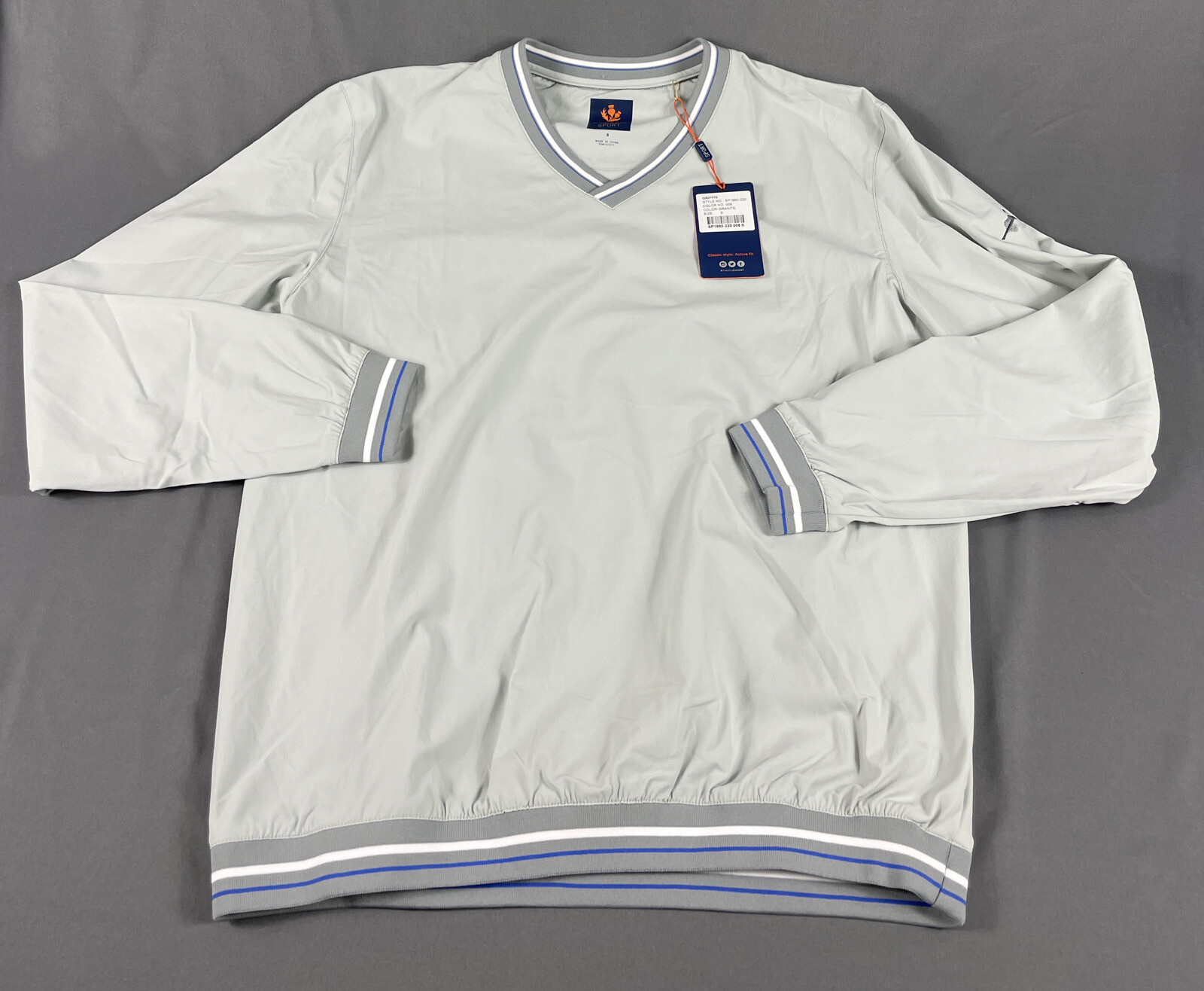 Donald Ross Golf Pullover Sleeve Logo Wind Shirt Small Gray NWT MSRP $155 gallery