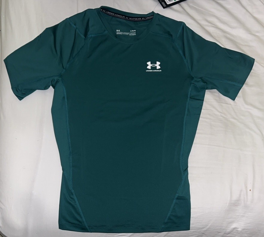 Under Armour HeatGear Compression Shirt Men Large Forest Green Short Sleeve NWT gallery