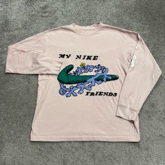 Nike Sportswear Graphic Long Sleeve T-Shirt Men Small Pink Friends Crew Neck Tee