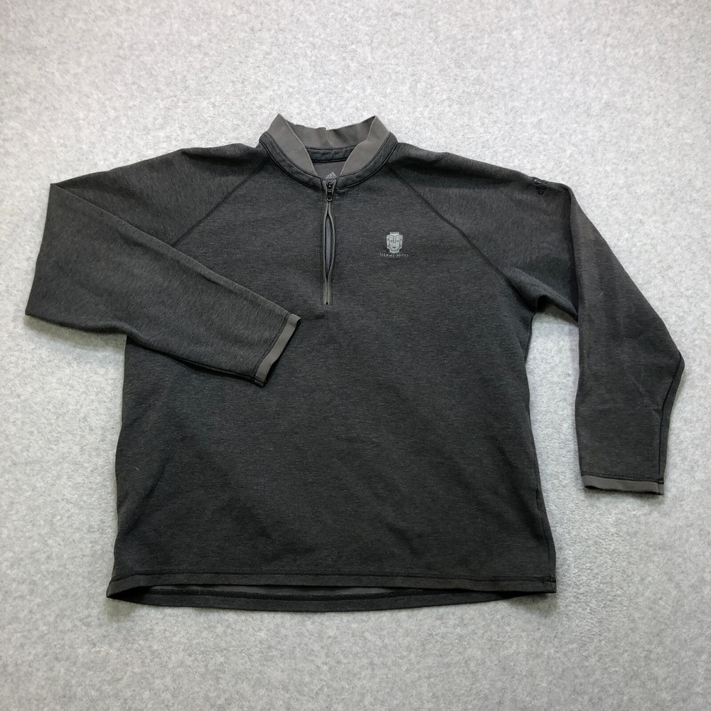 Adidas Pullover men's Extra Large Grey Quarter Zip Golf Performance Logo Sweater