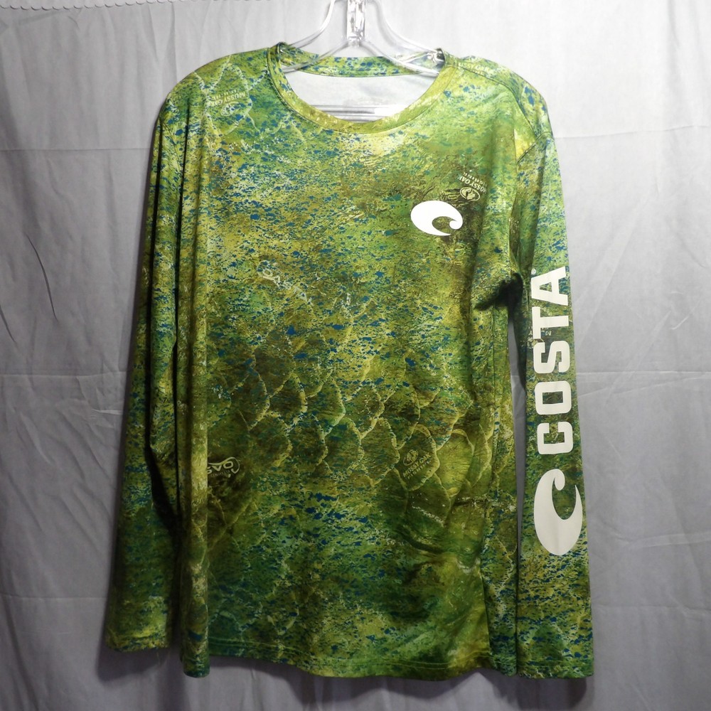 Costa Tech Mossy Oak Elements Fishing Shirt Water Camo Blue Long Sleeve Medium