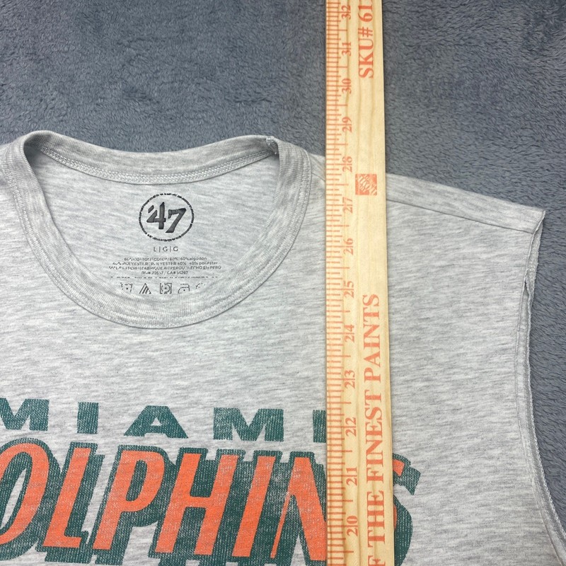 Miami Dolphins Tshirt Cutoff Mens Large Football Muscle Gray Sleeveless 47 Brand gallery