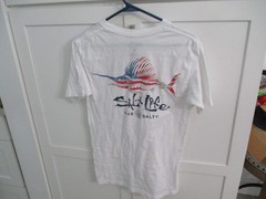 shirt top salt life small white red blue t shirt fish
