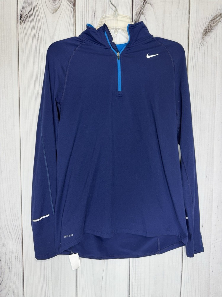 Nike Element Running 1/4 Zip Dri-Fit Navy Blue Long Sleeve Top Base Layer Sz M