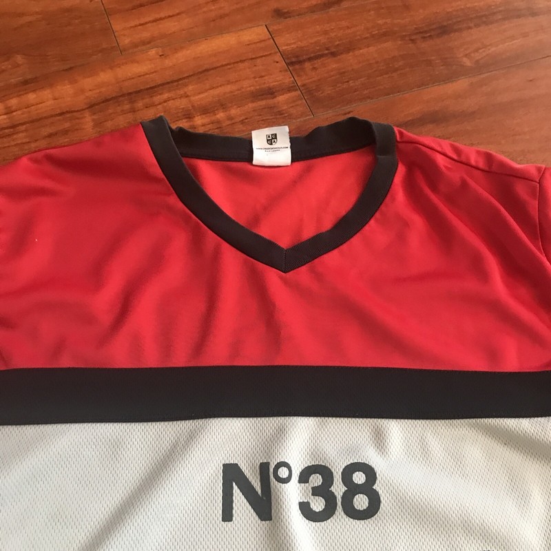 Crooks & Castles Hijacker N38 Hockey Jersey Men's Size Large Grey Red RARE EUC gallery