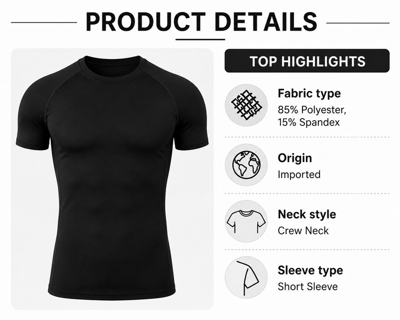 Men's Compression Shirt Short Sleeve Athletic Workout Gym Running Base Layer Tee gallery