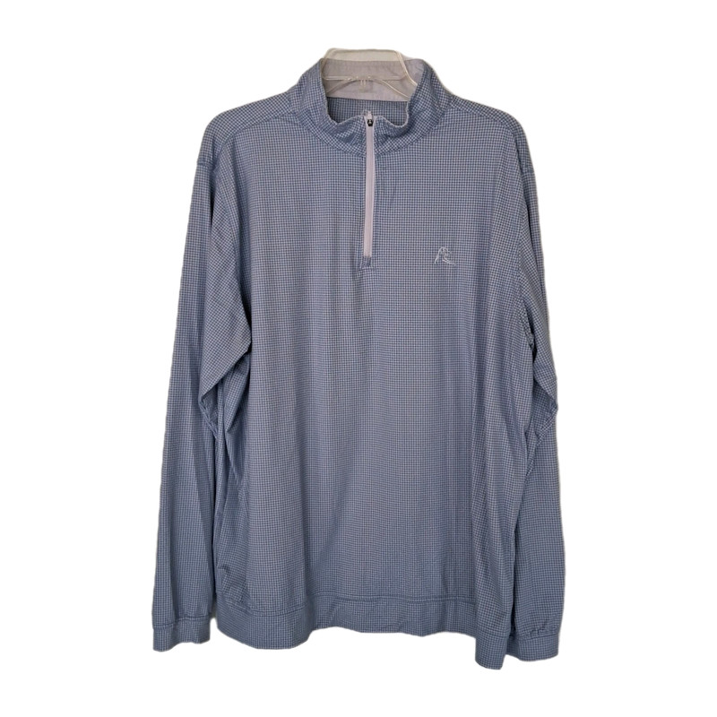 Rhoback Quarter Zip Pullover Men's XL Blue White Check Performance Stretch gallery