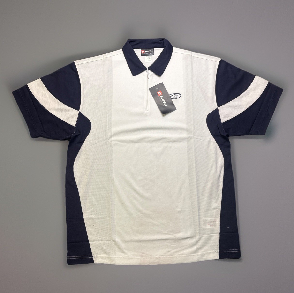 Lotto Italian Tennis Men’s XXL Impact Zip White/Navy Atheltic Polo Shirt NWT NOS gallery