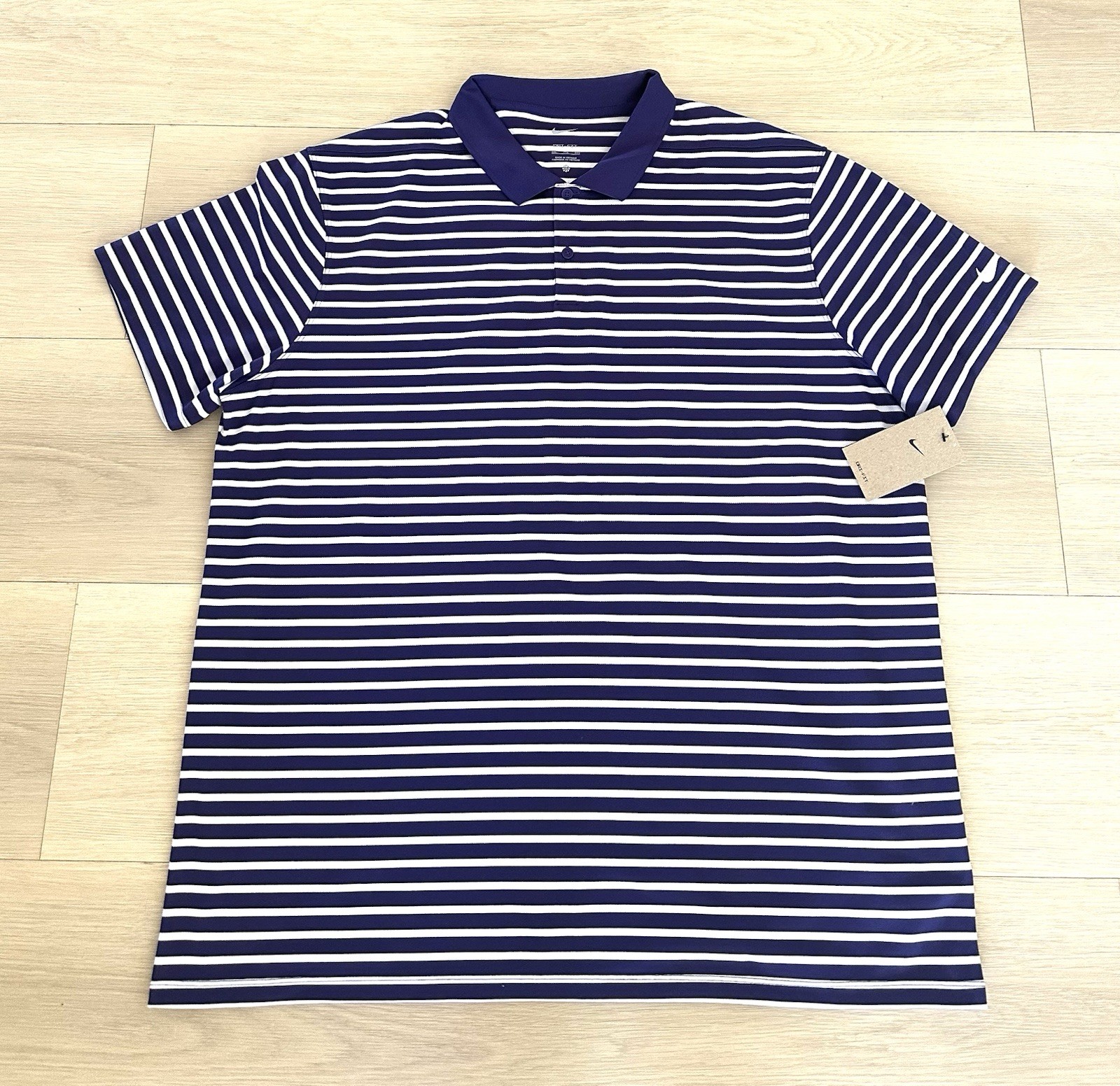 Nike Court Dri-FIT Victory Golf Purple Striped Polo Athletic Shirt Mens 2XL New gallery