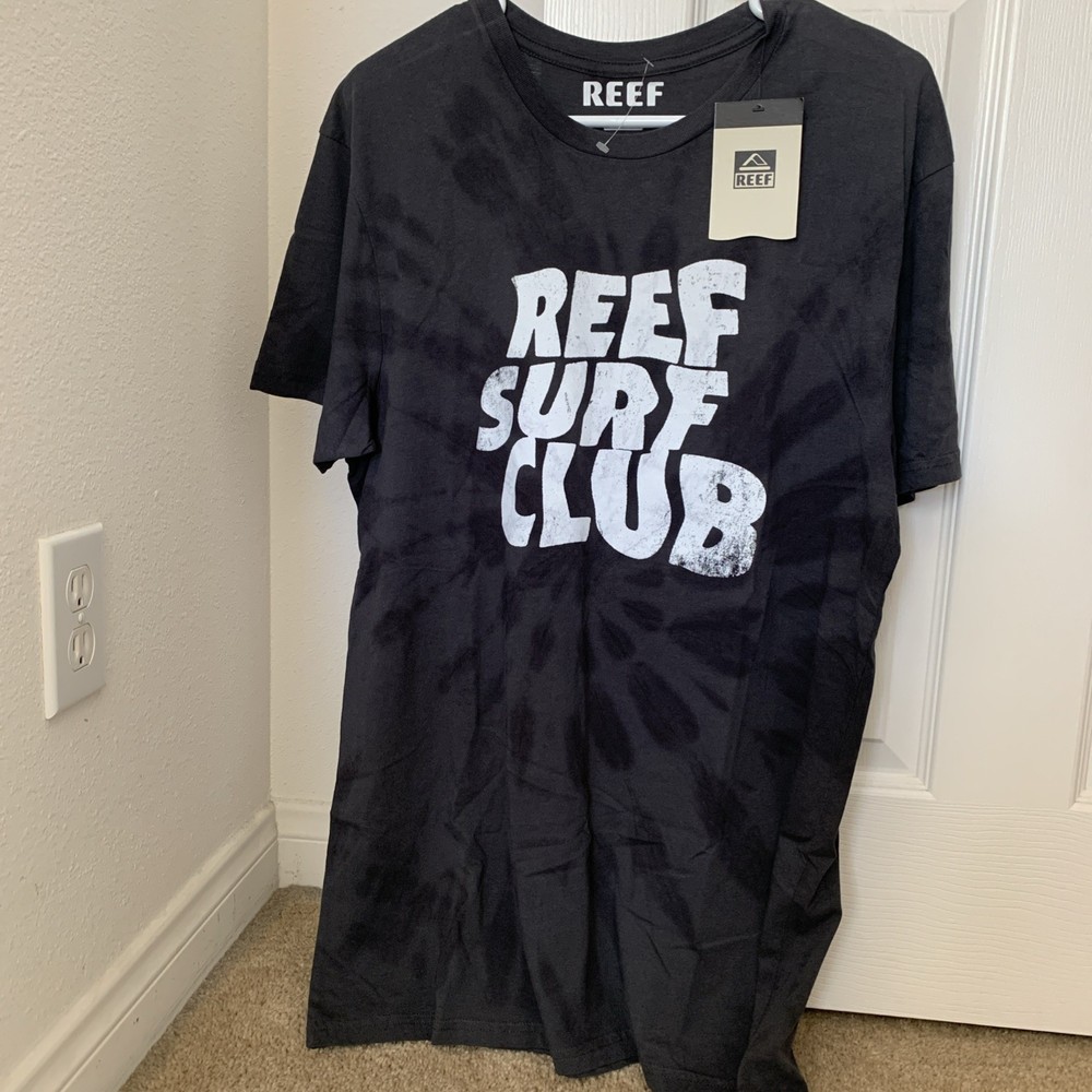 MEN'S REEF TIE DYE SHIRT Grey/White LARGE REEF Surf Club logo NWT