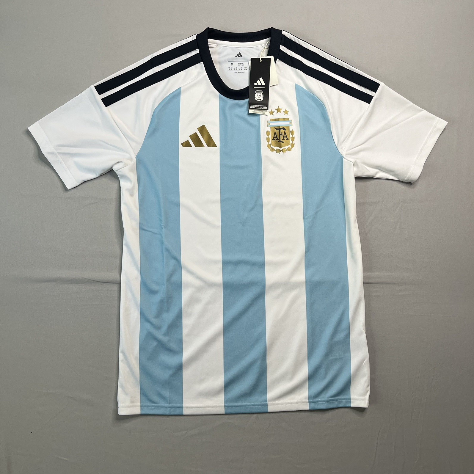 Adidas Argentina AFA Soccer Jersey Mens medium White Blue Fan Blank Back gallery
