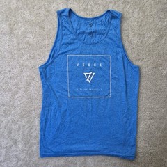 Veece Tank Top Mens Medium Blue Polyester Cotton Comfort Performance Gym Running
