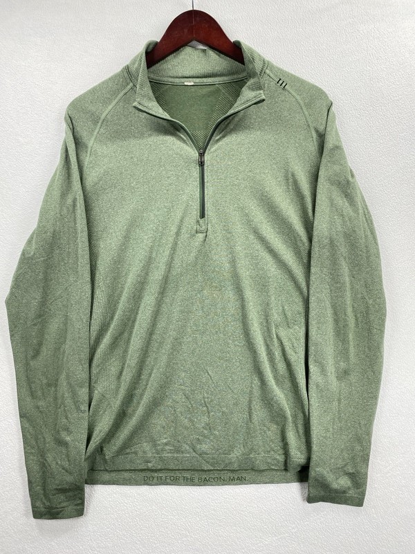 Lululemon Metal Vent Tech 1/4 Zip Mens M Green Pullover Stretch Golf Performance gallery